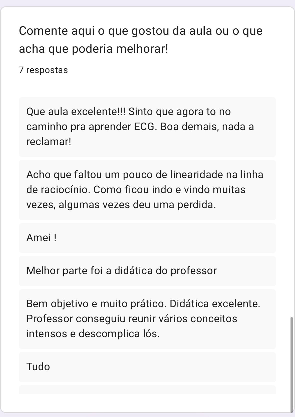 Feedback de aluno